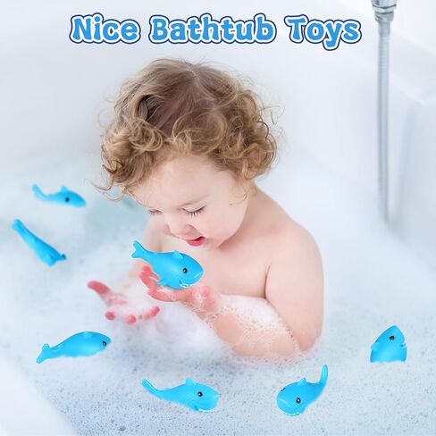 30 Pieces Rubber Sharks Blue Rubber Bath Sharks Cute Squeezable and Squeak Shark Small Rubber Sharks Bathtub Swimming Rubber Sharks Toys for Birthday Shower Bathtub Pool Party Favors in Saudi Arabia