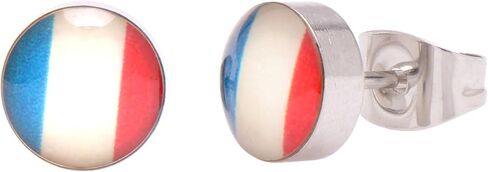 الفولاذ المقاوم للصدأ أقراط العلم الأوروبي ترصيع، فرنسا in Kuwait