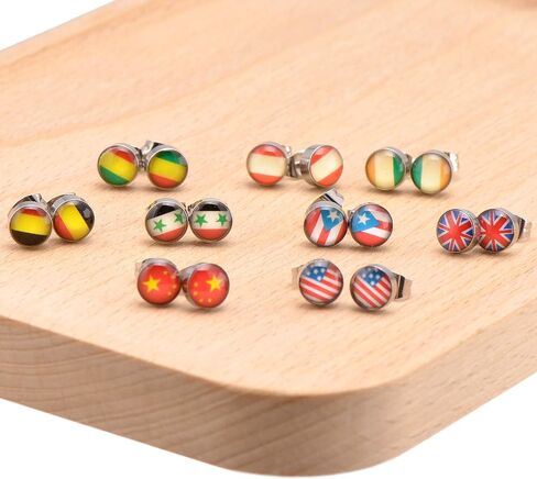 الفولاذ المقاوم للصدأ أقراط العلم الأوروبي ترصيع، فرنسا in Kuwait