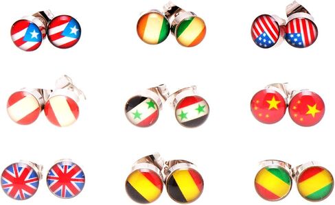 الفولاذ المقاوم للصدأ أقراط العلم الأوروبي ترصيع، فرنسا in Kuwait