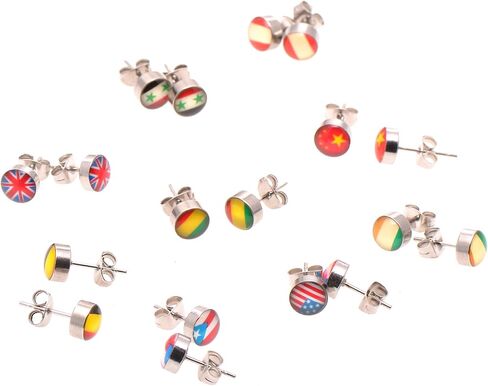 الفولاذ المقاوم للصدأ أقراط العلم الأوروبي ترصيع، فرنسا in Kuwait