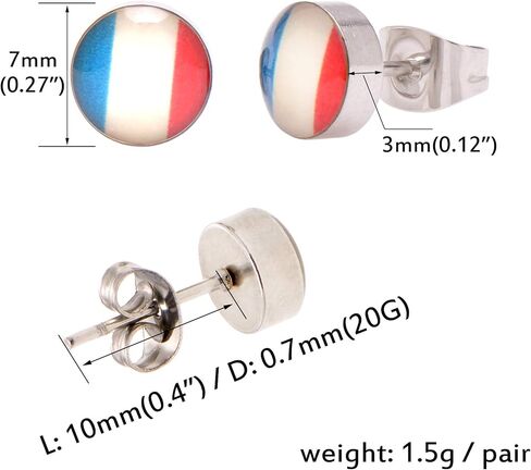 الفولاذ المقاوم للصدأ أقراط العلم الأوروبي ترصيع، فرنسا in Kuwait