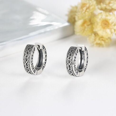 Viking Celtic/Wolf/Skull Viking Earrings 925 Sterling Silver Vintage Hoop Earrings for Men Women Viking Jewelry Gifts in Saudi Arabia