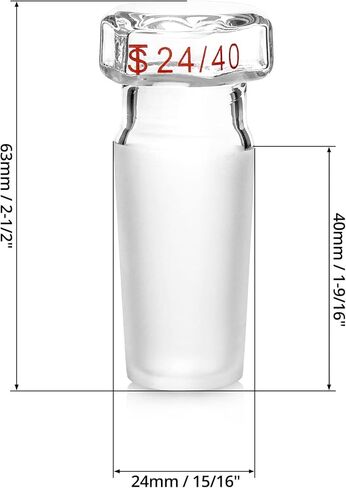 سدادة زجاجية QWORK، قطعتان من سدادة زجاجية مجوفة ذات رأس سداسي للمفاصل الخارجية 24/40 in Kuwait