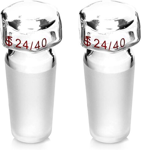 سدادة زجاجية QWORK، قطعتان من سدادة زجاجية مجوفة ذات رأس سداسي للمفاصل الخارجية 24/40 in Kuwait