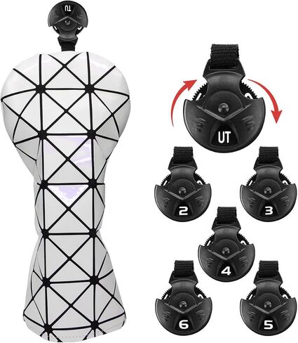 Golf Club Head Covers for Driver, Fairway Woods or Hybrid - Premium Leather Golf Driver Headcover, Fairway Wood Cover, Hybrid Headcover - Discolored or White in Saudi Arabia