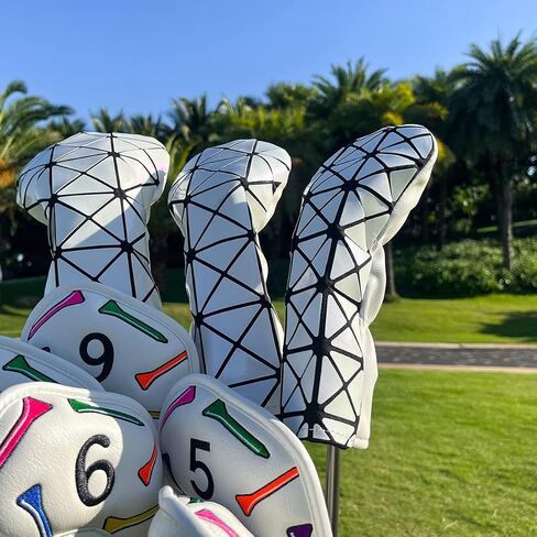 Golf Club Head Covers for Driver, Fairway Woods or Hybrid - Premium Leather Golf Driver Headcover, Fairway Wood Cover, Hybrid Headcover - Discolored or White in Saudi Arabia