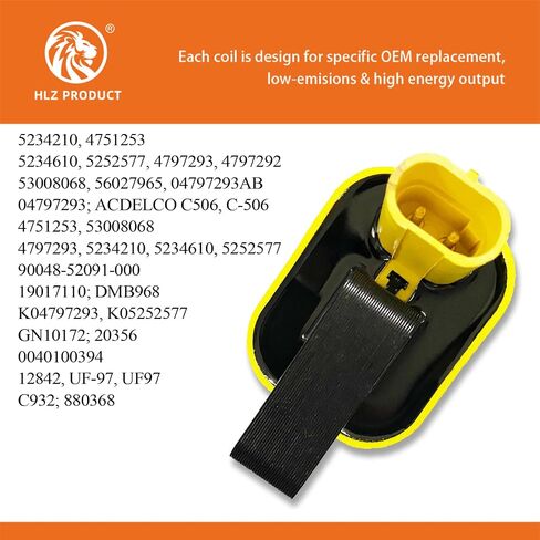 حزمة ملف الإشعال عالية الأداء UF97 متوافقة مع دودج رام 1500-3500 B150-B3500 جيب تي جيه داكوتا رامتشارجر جراند شيروكي كومانش رانجلر 2.2 2.5 3.9 4.0 L4 5.2 L6 V8 in Saudi Arabia