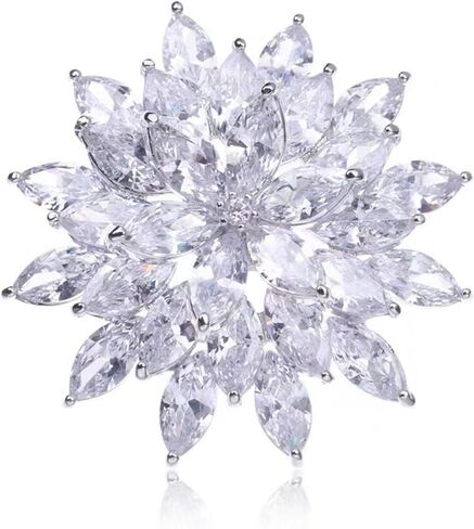 باقات بروش دبوس أبيض حجر الراين كريستال الثلج زهرة اللوتس زهرة التلبيب دبابيس للنساء الفتيات الأزياء والمجوهرات هدية in Kuwait