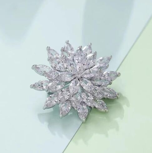 باقات بروش دبوس أبيض حجر الراين كريستال الثلج زهرة اللوتس زهرة التلبيب دبابيس للنساء الفتيات الأزياء والمجوهرات هدية in Kuwait