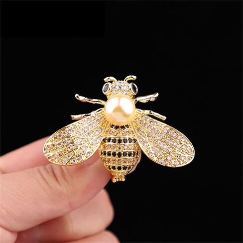 Colorful Rhinestone Crystal Bee Brooch Pin Vintage Bee Pearl Lapel Pin for Women Girls Retro Rhinestone Insect Pin Jewelry Gift in Saudi Arabia