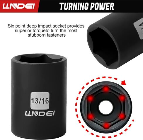 مجموعة مقابس تأثير محرك LLNDEI مقاس 1/2 بوصة، 16 قطعة مترية ضحلة مع مفتاح سقاطة سريع التحرير 10 بوصة 72T، 6 مقابس نقاط 10-32 مم، فولاذ CR-V، لمسة نهائية من الفوسفات الأسود in Kuwait