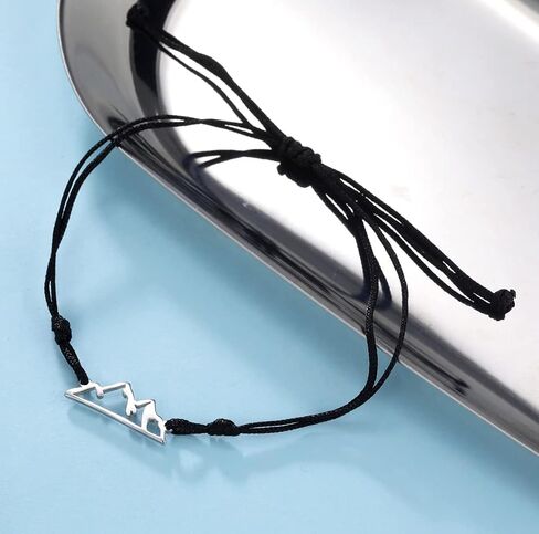 Mountain Range Double Rope Bracelet For Women Men Stainless Steel Fashion Hollow Out Style Mountain Range Double Layer Handmade Bracelet Nature Lovers Jewelry Gift in Saudi Arabia