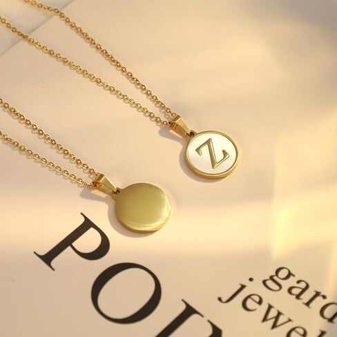 Gold Initial Necklace for Women Girls Mother-of-Pearl Pendant Necklace 18K Gold Plated Name Tag Letter Necklace Dainty Initial Necklace Rainbow Mother-of-Pearl A-Z Personalized Gift in Saudi Arabia