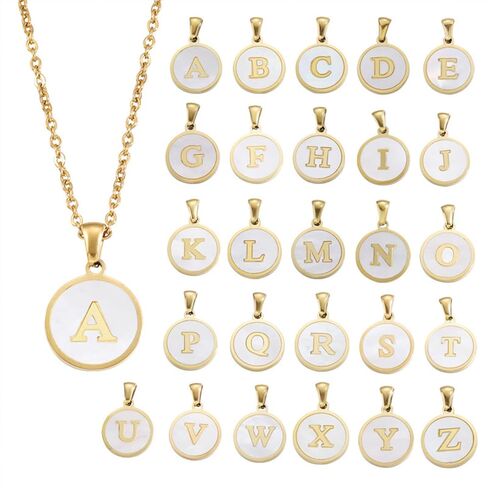 Gold Initial Necklace for Women Girls Mother-of-Pearl Pendant Necklace 18K Gold Plated Name Tag Letter Necklace Dainty Initial Necklace Rainbow Mother-of-Pearl A-Z Personalized Gift in Saudi Arabia