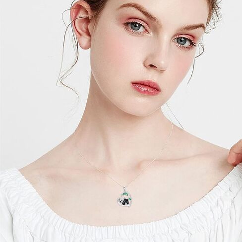 LONAGO Panda Necklace Silver Mother and Child Panda Heart Pendant Necklace Thanksgiving Birthday Christmas Gift for Women Girls in Kuwait