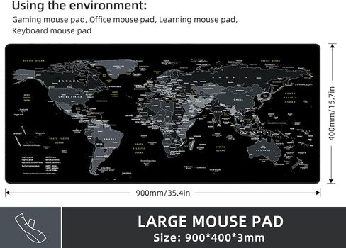 Extra Large Gaming Mouse Pad with Black Topographic, XXL Mousepad, Big Mouse Mat Desk Pad, Non Slip Keyboard Pad for Gaming Computer Laptop PC Office Desk Accessories in Saudi Arabia