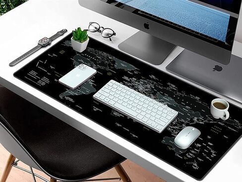 Extra Large Gaming Mouse Pad with Black Topographic, XXL Mousepad, Big Mouse Mat Desk Pad, Non Slip Keyboard Pad for Gaming Computer Laptop PC Office Desk Accessories in Saudi Arabia