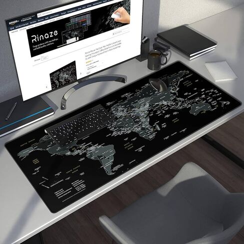 Extra Large Gaming Mouse Pad with Black Topographic, XXL Mousepad, Big Mouse Mat Desk Pad, Non Slip Keyboard Pad for Gaming Computer Laptop PC Office Desk Accessories in Saudi Arabia