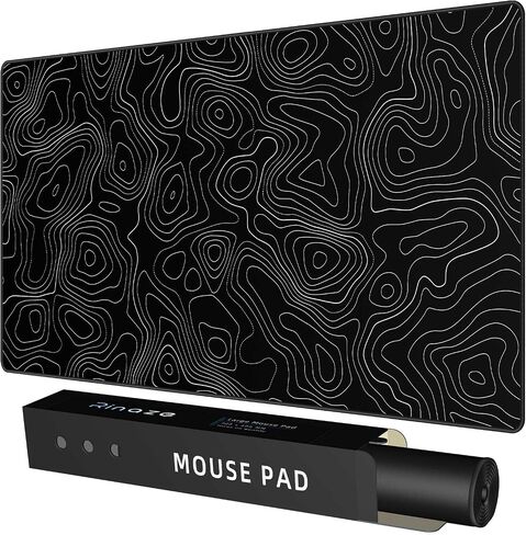 Extra Large Gaming Mouse Pad with Black Topographic, XXL Mousepad, Big Mouse Mat Desk Pad, Non Slip Keyboard Pad for Gaming Computer Laptop PC Office Desk Accessories in Saudi Arabia