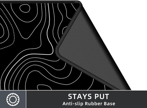 Extra Large Gaming Mouse Pad with Black Topographic, XXL Mousepad, Big Mouse Mat Desk Pad, Non Slip Keyboard Pad for Gaming Computer Laptop PC Office Desk Accessories in Saudi Arabia