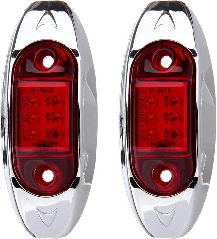 cciyu 2pcs 6LED Red Mini LED Side Marker Red Light with Chrome Bezel Assembly Universal LED Clearance Markers Lights for Truck Trailer Boat ATV Marine in Saudi Arabia
