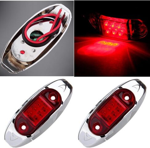 cciyu 2pcs 6LED Red Mini LED Side Marker Red Light with Chrome Bezel Assembly Universal LED Clearance Markers Lights for Truck Trailer Boat ATV Marine in Saudi Arabia
