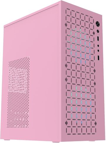 حافظة وردية/matx، حافظة itx، حافظة كمبيوتر Micro ATX عالية تدفق الهواء، تدعم MATX، Mini-ITX، حافظة Micro ATX نحيفة مع منفذ USB2.0x2 I/O، وردي بدون مراوح in Kuwait