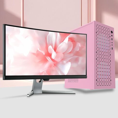 حافظة وردية/matx، حافظة itx، حافظة كمبيوتر Micro ATX عالية تدفق الهواء، تدعم MATX، Mini-ITX، حافظة Micro ATX نحيفة مع منفذ USB2.0x2 I/O، وردي بدون مراوح in Kuwait
