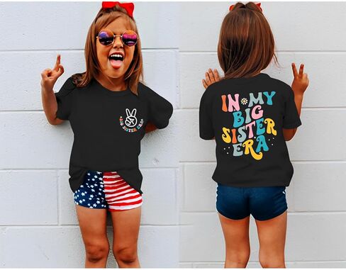 BOUTIKOME Big Sister Shirts Toddler Baby Girl in My Big Sister Era Tshirt Summer Tee Announcement Outfit Short Sleeve Top in Kuwait