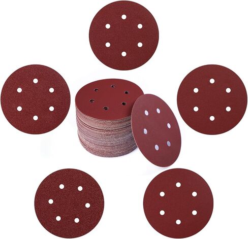 100 قطعة من أقراص الصنفرة ذات الخطاف والحلقة مقاس 6 بوصات مع حبيبات متنوعة 40/80/120/180/240 للحصول على لمسة نهائية فائقة in Kuwait