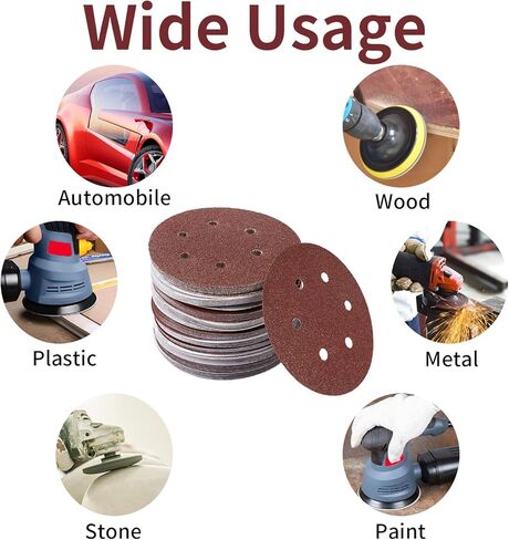 100 قطعة من أقراص الصنفرة ذات الخطاف والحلقة مقاس 6 بوصات مع حبيبات متنوعة 40/80/120/180/240 للحصول على لمسة نهائية فائقة in Kuwait