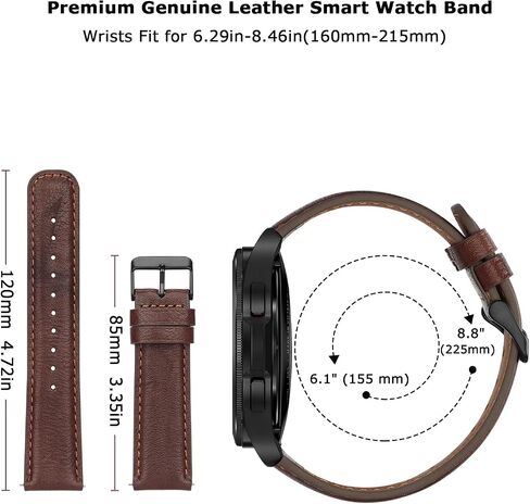 Tasikar 20mm Leather Bands Compatible with Samsung Galaxy Watch 6/5/4 Band/Watch 6 Classic 43mm 47mm/Watch 5 Pro Band, Genuine Leather Strap Bracelet for Galaxy Watch 4 Classic/Watch 3 in Saudi Arabia