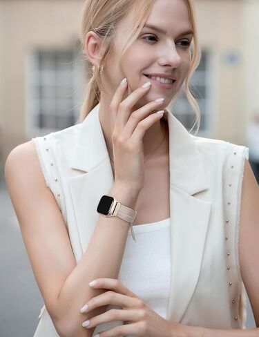 Wearlizer Compatible with Apple Watch Band Women 38mm 40mm 41mm 44mm 42mm 45mm 49mm, Dressy Stainless Steel Tassel Strap Metal Chain Bracelet for iWatch Bands Ultra SE Series 9 8 7 6 5 4 3 2 1 in Saudi Arabia
