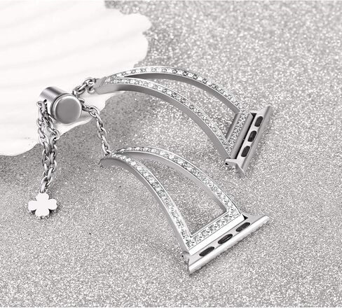 Secbolt Bling Bands Compatible with Apple Watch Bands 38mm 40mm 41mm 42mm 44mm 45mm iWatch Series 9/8/7/6/5/4/3/2/1/SE, Women Dressy Metal Jewelry Bracelet Bangle Wristband Stainless Steel in Kuwait