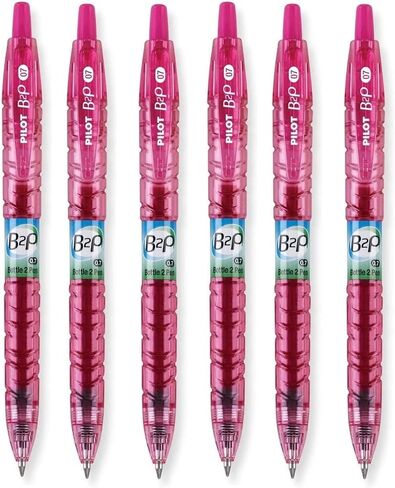Pilot B2P - Bottle to Pen Refillable & Retractable Rolling Ball Gel Pen Made From Recycled Bottles, 0.7mm Fine Point, Pink Ink, 6-Pack in Saudi Arabia