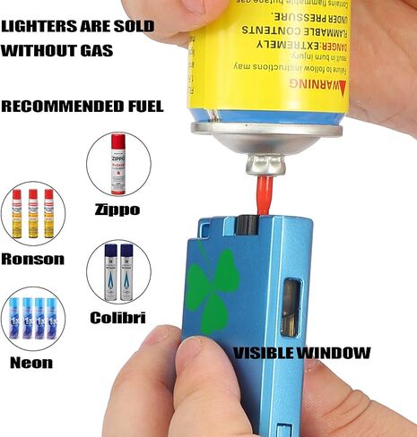 Clover Refillable Butane Torch Lighter with Keyhole and Visible Window, 2 Pack All Metal Double Flame Jet Lighter, Lucky Blessing Gift for Men and Women, Without Gas (Champagne Gold) in Saudi Arabia