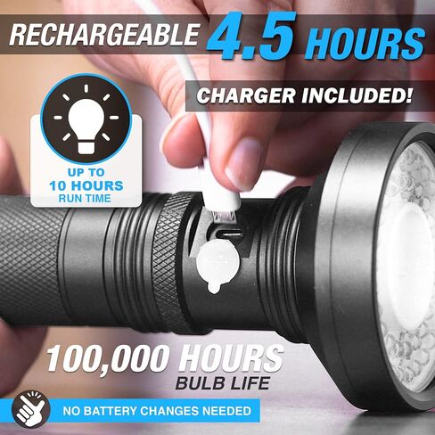 Bell+Howell Taclight Max Deluxe 1000 Lumens, 7,000K Cree LED - 10 Hours Power Handheld Flashlight, 5 Modes, Rechargeable, Water/Shatter Resistant Tactical and Camping Flash Light in Kuwait