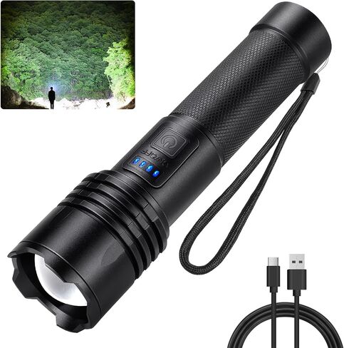Rechargeable Flashlights High Lumen, 990000 Super Bright LED Flashlight, 12 Hour Runtime Flash Light with 3 Modes, IPX6 Waterproof for Home, Outdoor, Camping in Saudi Arabia