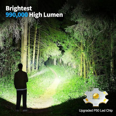 Rechargeable Flashlights High Lumen, 990000 Super Bright LED Flashlight, 12 Hour Runtime Flash Light with 3 Modes, IPX6 Waterproof for Home, Outdoor, Camping in Saudi Arabia