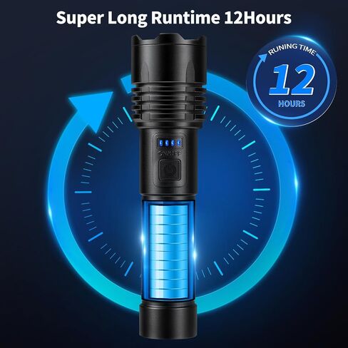 Rechargeable Flashlights High Lumen, 990000 Super Bright LED Flashlight, 12 Hour Runtime Flash Light with 3 Modes, IPX6 Waterproof for Home, Outdoor, Camping in Saudi Arabia