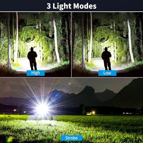 Rechargeable Flashlights High Lumen, 990000 Super Bright LED Flashlight, 12 Hour Runtime Flash Light with 3 Modes, IPX6 Waterproof for Home, Outdoor, Camping in Saudi Arabia
