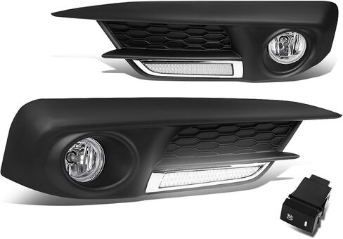 DNA MOTORING FL-ZTL-248-CH مجموعة سائق ضوء الضباب وجانب الراكب يعزز الرؤية [متوافق مع 16-17 Honda Civic Sedan] in Saudi Arabia