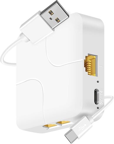 موزع إيثرنت من 1 إلى 4 سرعة عالية 1000 ميجابت في الثانية، موزع جيجابت إيثرنت، مقسم LAN مع كابل طاقة USB، مقسم RJ45 لكابل Cat5/5e/6/7/8 [4 أجهزة متصلة بالشبكة في وقت واحد] in Kuwait