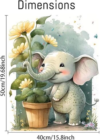 eniref Paint by Numbers Kit for Adults Canvas,Cute Elephant Easy DIY Paint by Number for Adults Beginners,Animals Acrylic Paint Painting Art Perfect for Gifts and Home Decor 16X20 Inch in Kuwait