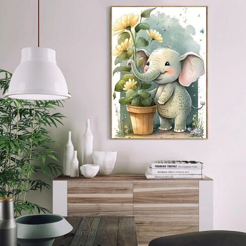 eniref Paint by Numbers Kit for Adults Canvas,Cute Elephant Easy DIY Paint by Number for Adults Beginners,Animals Acrylic Paint Painting Art Perfect for Gifts and Home Decor 16X20 Inch in Kuwait