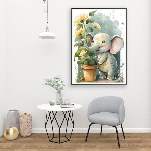 eniref Paint by Numbers Kit for Adults Canvas,Cute Elephant Easy DIY Paint by Number for Adults Beginners,Animals Acrylic Paint Painting Art Perfect for Gifts and Home Decor 16X20 Inch in Kuwait