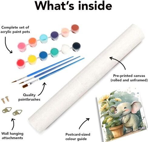 eniref Paint by Numbers Kit for Adults Canvas,Cute Elephant Easy DIY Paint by Number for Adults Beginners,Animals Acrylic Paint Painting Art Perfect for Gifts and Home Decor 16X20 Inch in Kuwait