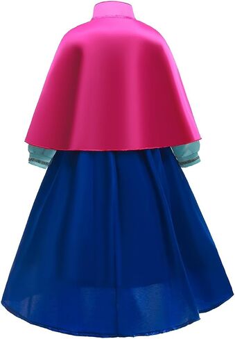 Princess Anna Dress for Girls Costume Kids Outfit with Crown Wand Wig Necklace Bracelet Earring 3-10Y in Saudi Arabia