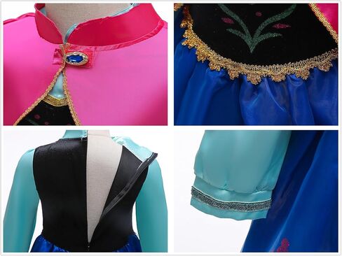 Princess Anna Dress for Girls Costume Kids Outfit with Crown Wand Wig Necklace Bracelet Earring 3-10Y in Saudi Arabia